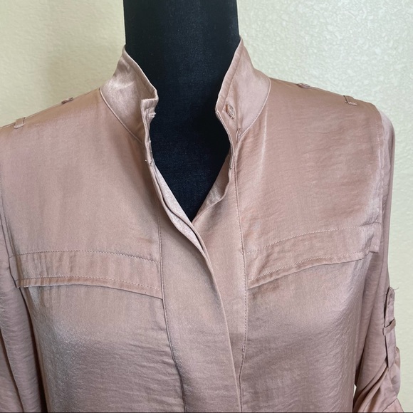 Button-down Silky Camel Blouse - Picture 2 of 9